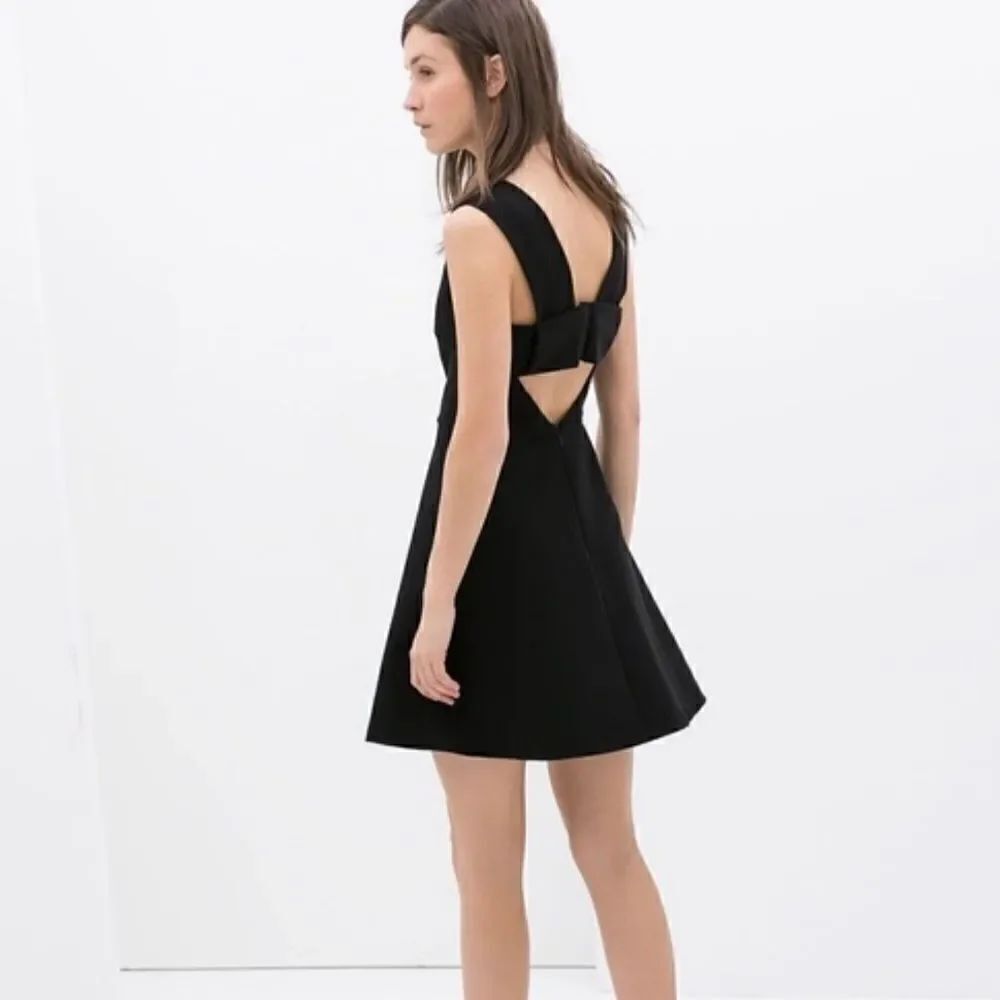 Zara black mini Dress with Cut Out Back size small